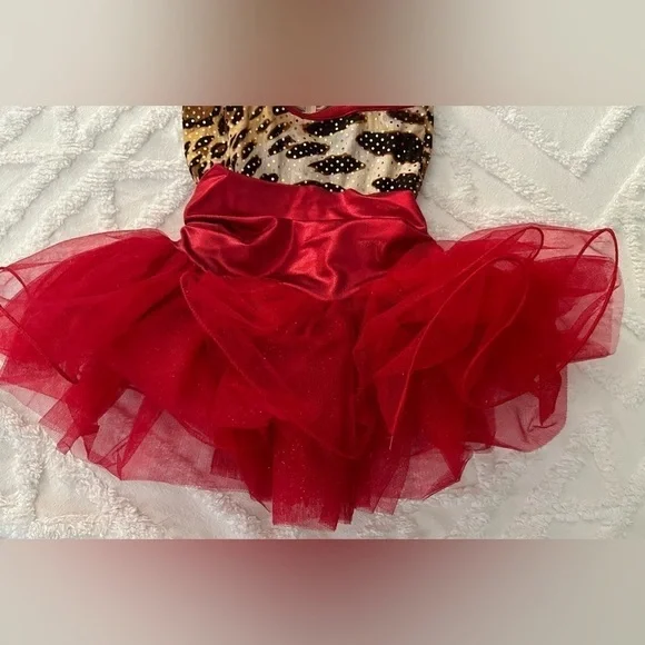 Weissman Red Leopard Print Dance Child Costume SC Black Red Sequin - Picture 5 of 14